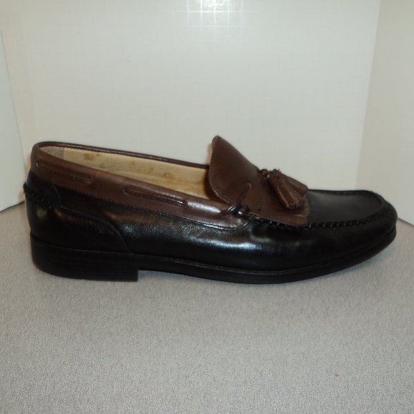 Dockers Men's 11 M Leather Loafers Shoes Black Brown Slip On Tassels Heels - Picture 8 of 13